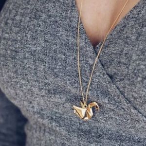 Lucky Japanese Gold Swan Charm Pendant Necklace